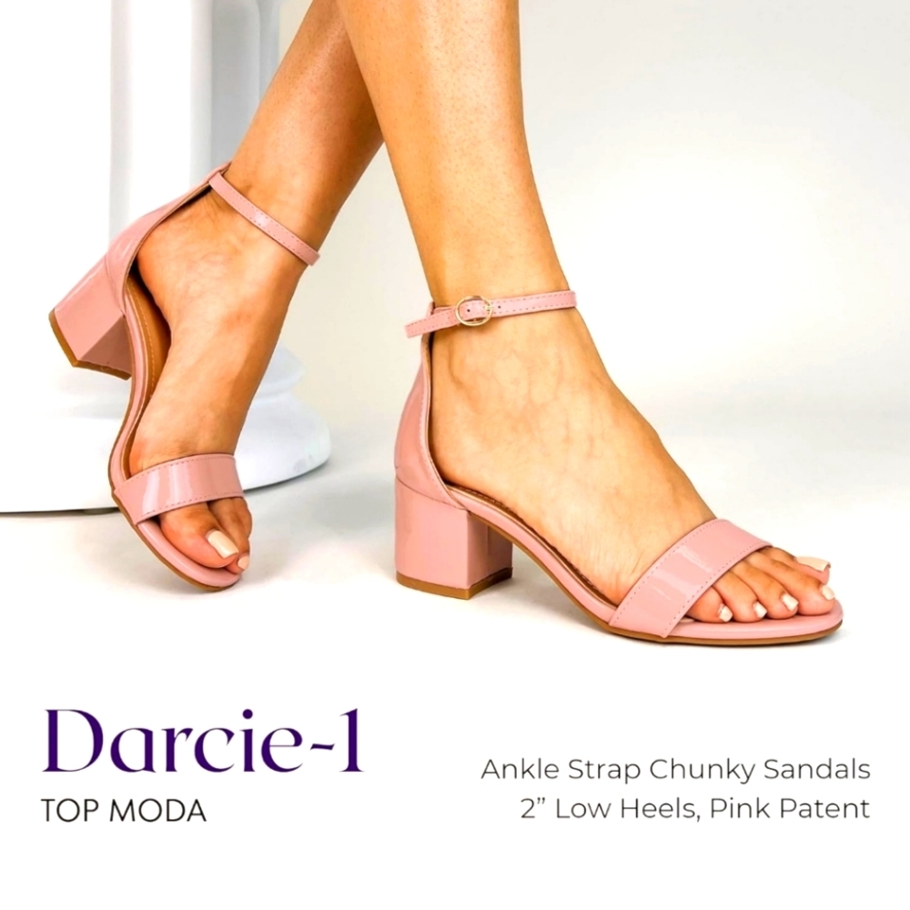 Top Moda Danice 1 Ankle Strap Dressy Sandals Block heels Lt.Pink sz 5 nwot